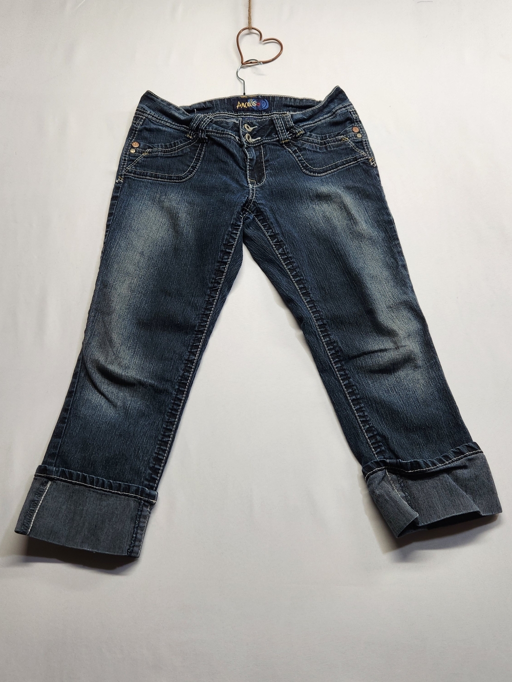 ⭐️Vintage Y2K Angels Low Rise Denim Capri Jeans Size 11 Fits Womens 6/8